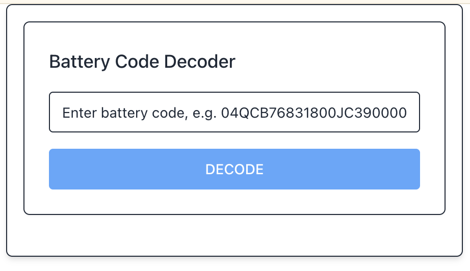 Battery decoder widget input form